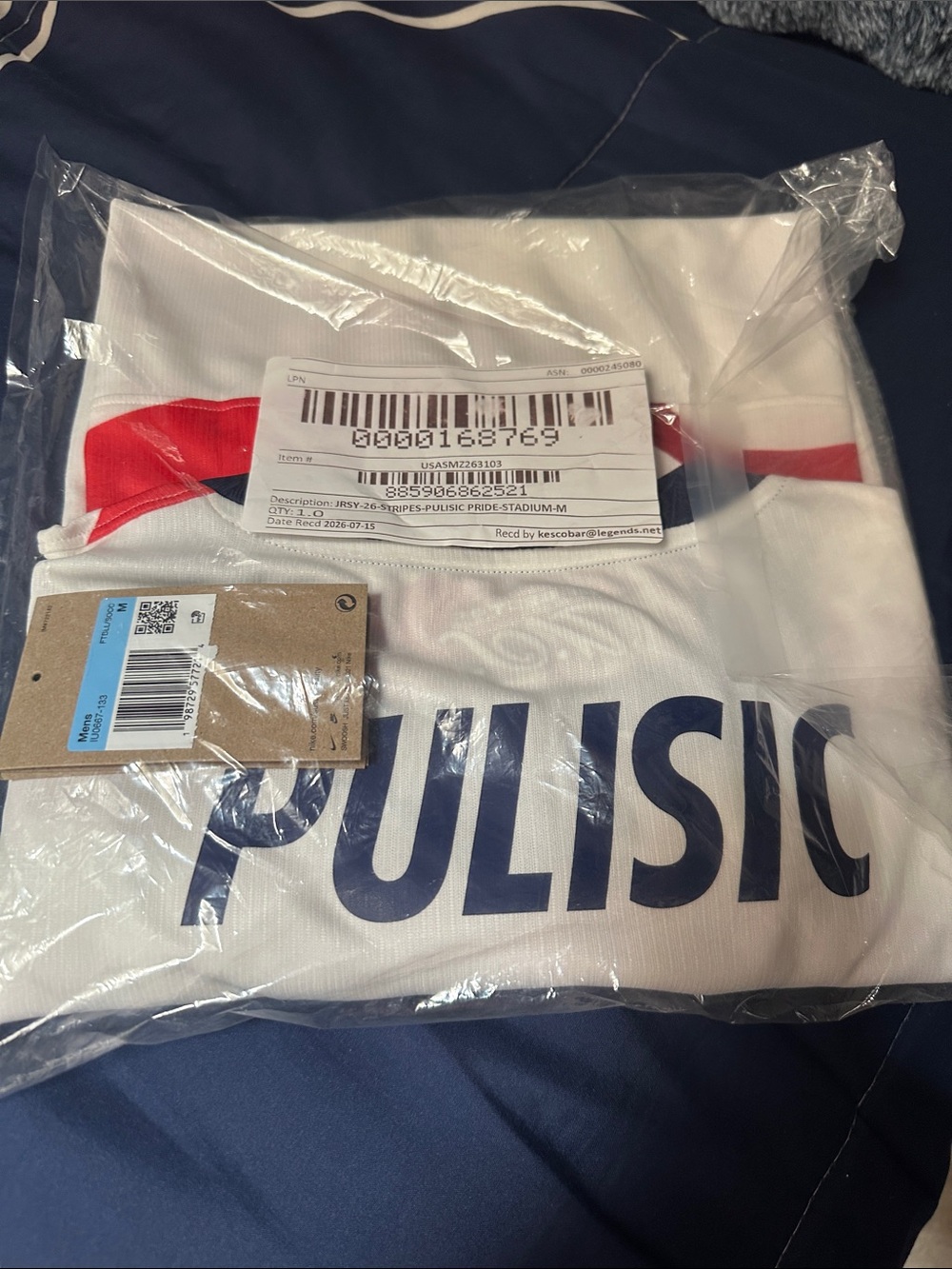 USMNT White Soccer Jersey with Red Accent - PULISIC